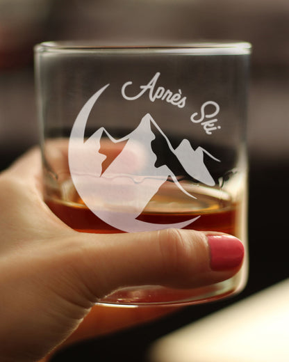 Apres Ski - Whiskey Rocks Glass - Unique Skiing Themed Decor and Gifts for Mountain Lovers - 10.25 Oz Glasses