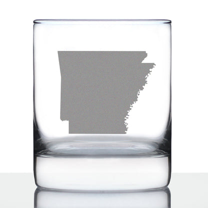 Arkansas State Outline Whiskey Rocks Glass - State Themed Drinking Decor and Gifts for Arkansans & Arkansawyer Women & Men - 10.25 Oz Whisky Tumbler Glasses