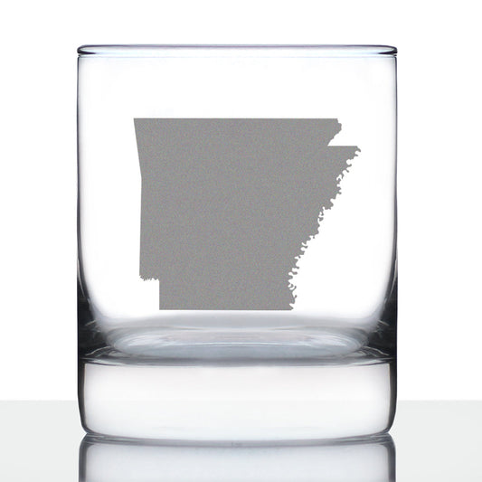 Arkansas State Outline Whiskey Rocks Glass - State Themed Drinking Decor and Gifts for Arkansans & Arkansawyer Women & Men - 10.25 Oz Whisky Tumbler Glasses