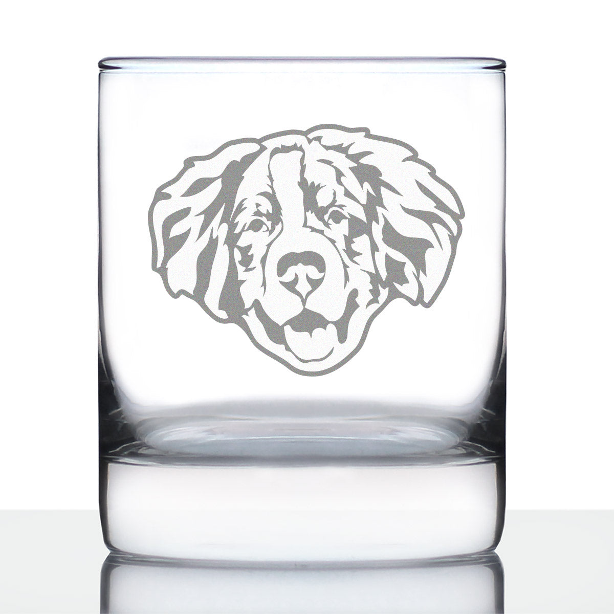 Bernese Mountain Dog Face Whiskey Rocks Glass - Unique Dog Themed Decor and Gifts for Moms & Dads of Berneses - 10.25 Oz