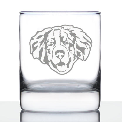 Bernese Mountain Dog Face Whiskey Rocks Glass - Unique Dog Themed Decor and Gifts for Moms & Dads of Berneses - 10.25 Oz