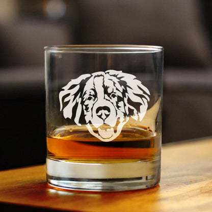 Bernese Mountain Dog Face Whiskey Rocks Glass - Unique Dog Themed Decor and Gifts for Moms & Dads of Berneses - 10.25 Oz
