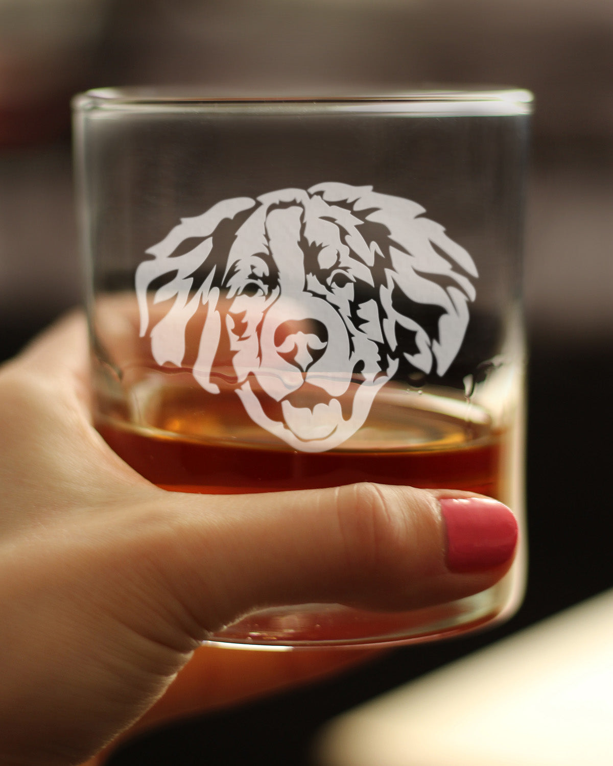 Bernese Mountain Dog Face Whiskey Rocks Glass - Unique Dog Themed Decor and Gifts for Moms & Dads of Berneses - 10.25 Oz