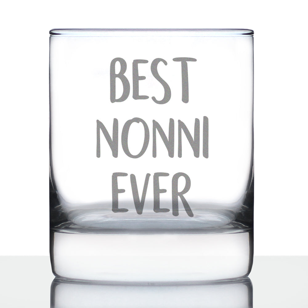 Best Nonni Ever 10 oz Rocks Glass or Old Fashioned Glass - Reveal Gift for New Grandmothers, Mother's Day or Birthday Gift for Nonni