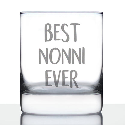 Best Nonni Ever 10 oz Rocks Glass or Old Fashioned Glass - Reveal Gift for New Grandmothers, Mother's Day or Birthday Gift for Nonni