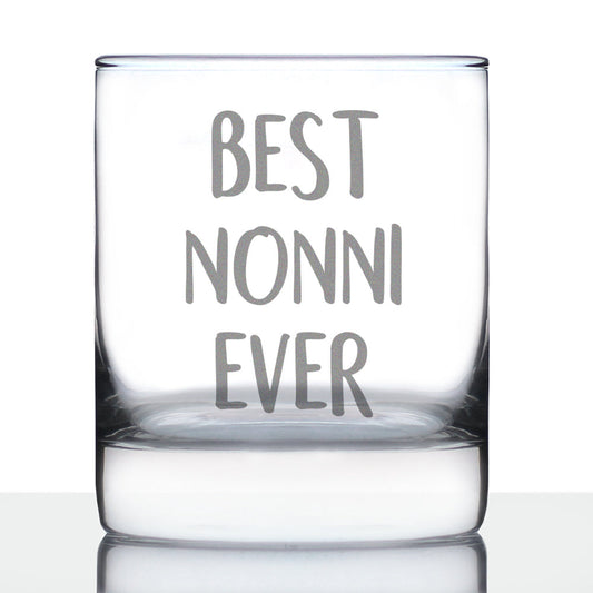 Best Nonni Ever 10 oz Rocks Glass or Old Fashioned Glass - Reveal Gift for New Grandmothers, Mother's Day or Birthday Gift for Nonni
