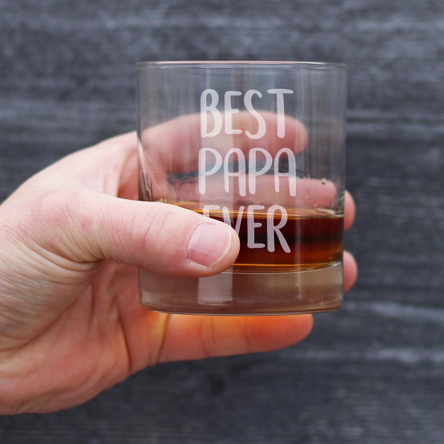 Best Papa Ever 10 oz Rocks Glass or Old Fashioned Glass, Etched Sayings, Father's Day or Birthday Gift for Grandpa