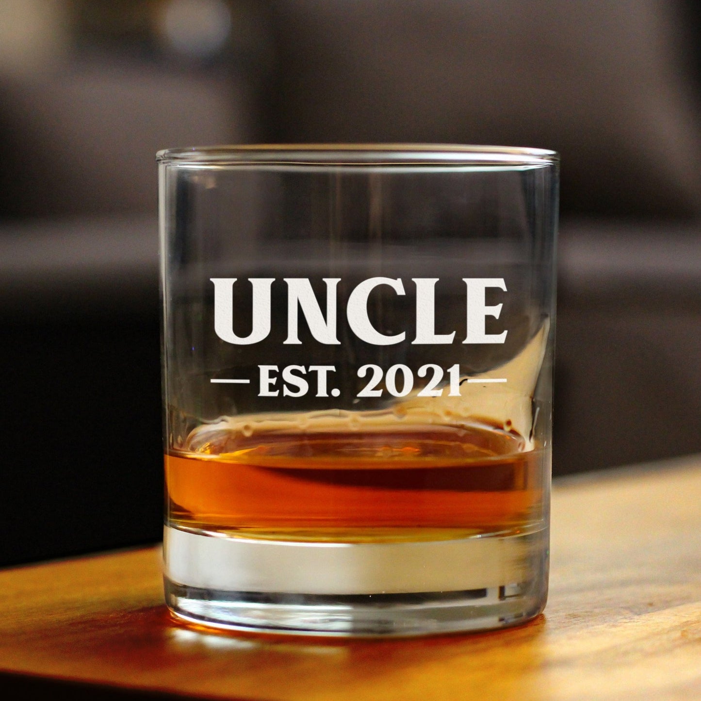 Uncle Est 2021 - Whiskey Rocks Glass Gift for First Time Uncles - Bold 10.25 Oz Glasses