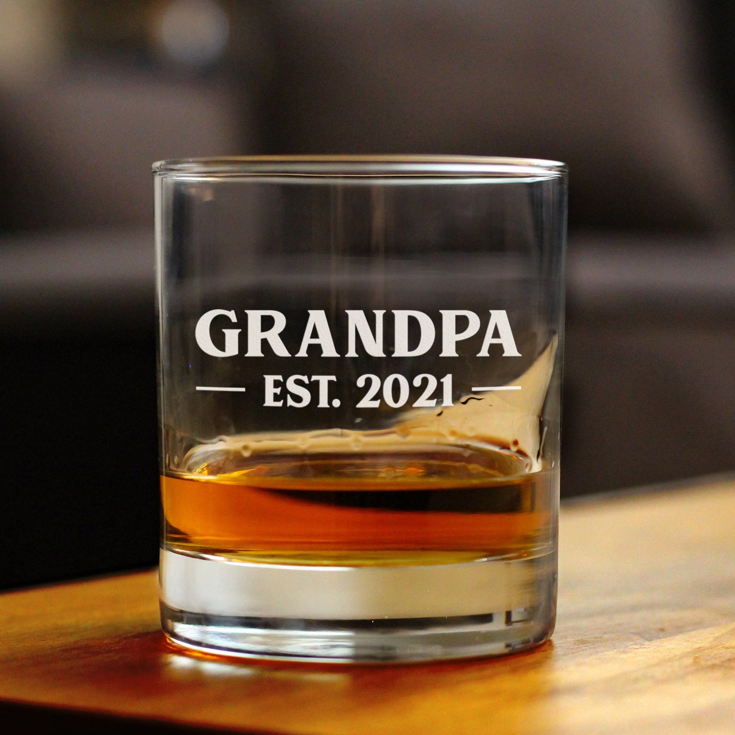 Grandpa Est 2021 - New Grandfather Whiskey Rocks Glass Gift for First Time Grandparents - Bold 10.25 Oz Glasses