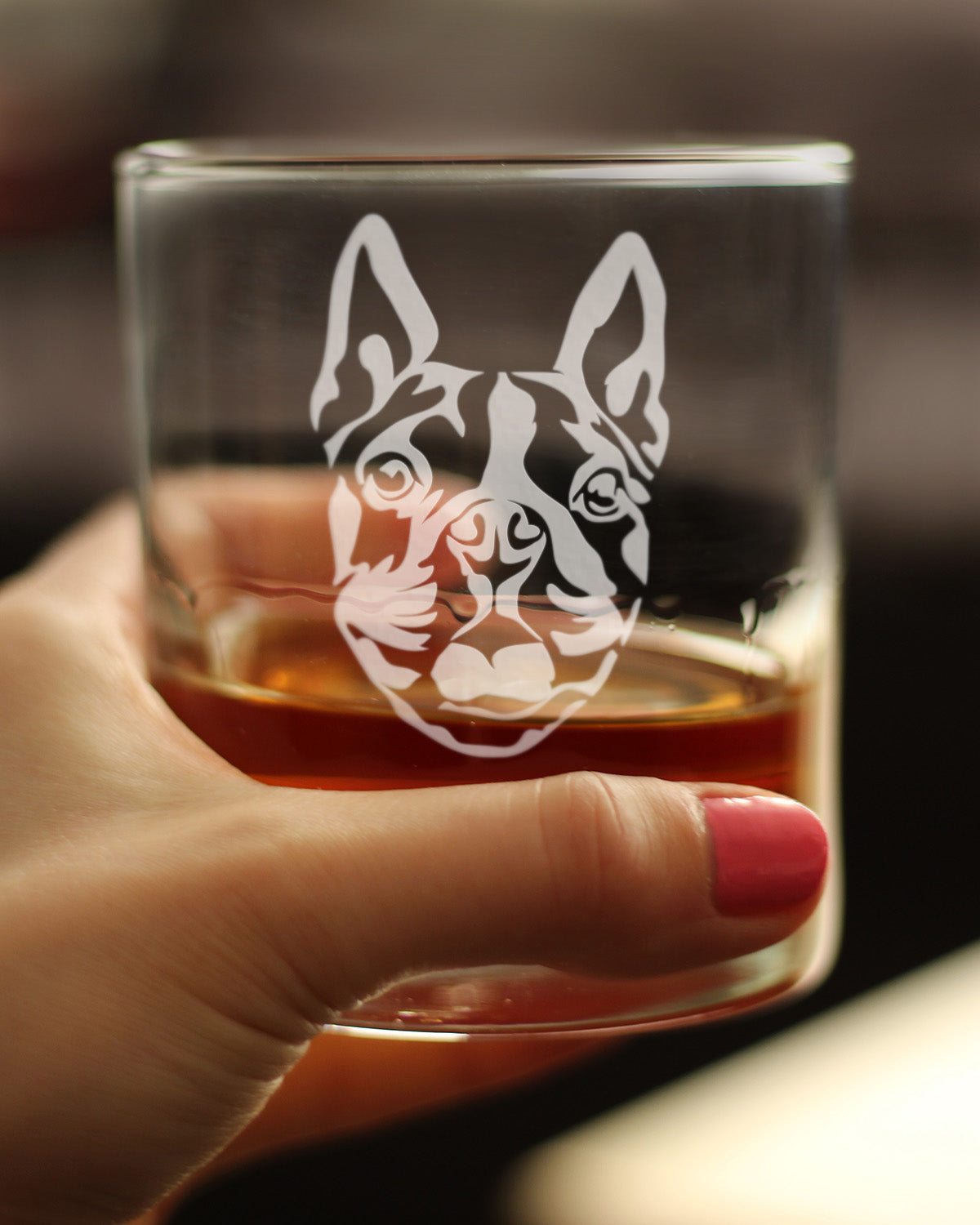 Boston Terrier Face Whiskey Rocks Glass - Unique Dog Themed Decor and Gifts for Moms & Dads of Boston Terriers - 10.25 Oz