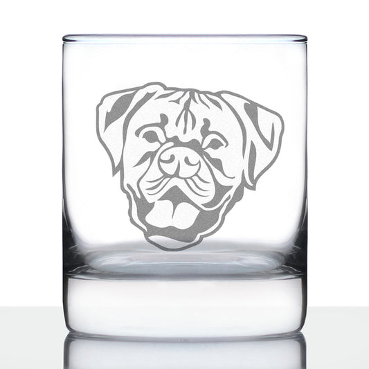 Boxer with Natural Ears - Whiskey Rocks Glass - Unique Boxer Themed Dog Gifts and Party Decor for Women and Men - 10.25 Oz
