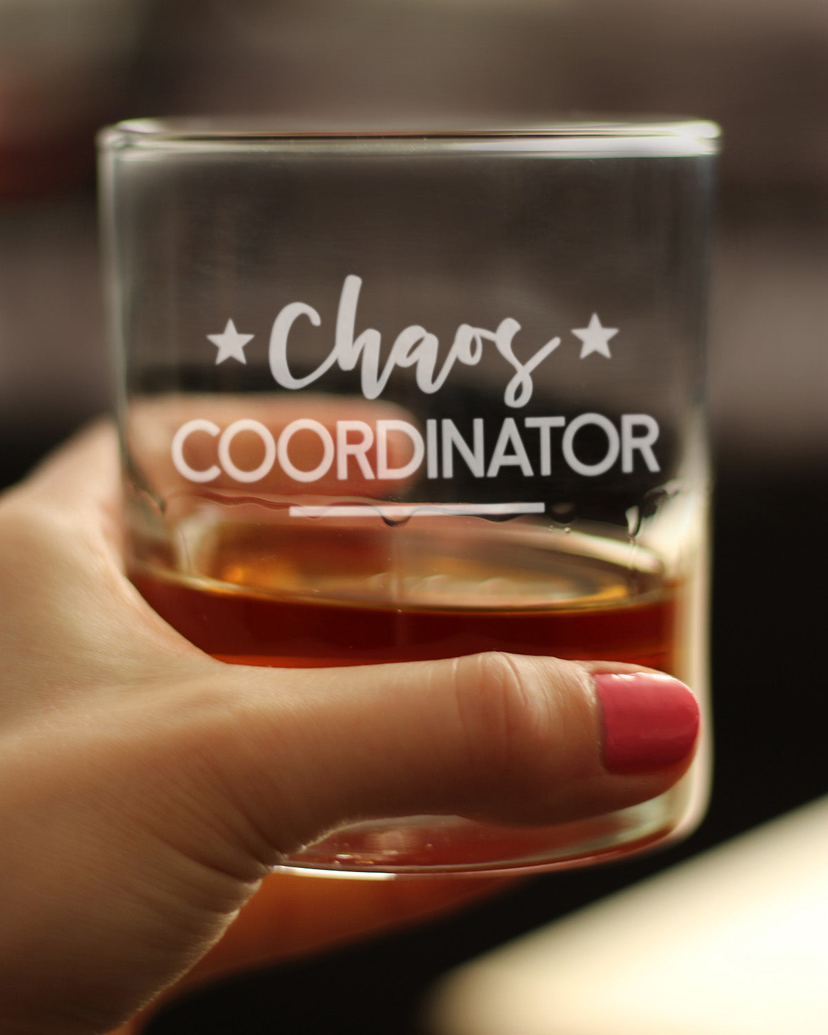 Chaos Coordinator - Whiskey Rocks Glass Gifts - Funny Gifts for Secretaries, Moms, and Teachers - 10.25 Oz Glasses