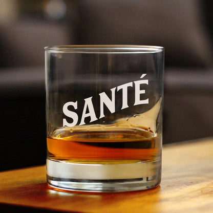 Sante - French Cheers - Whiskey Rocks Glass - Cute France Themed Gifts or Party Decor for Women and Men - 10.25 Oz