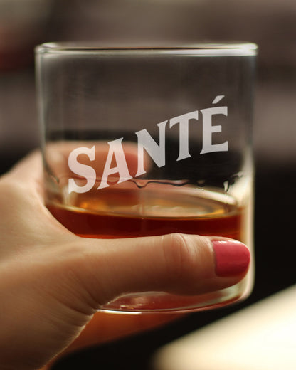 Sante - French Cheers - Whiskey Rocks Glass - Cute France Themed Gifts or Party Decor for Women and Men - 10.25 Oz