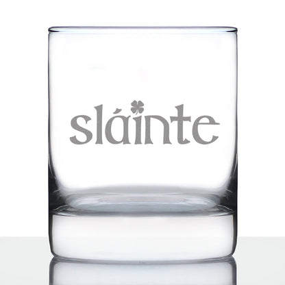 Slainte - Irish Cheers - Whiskey Rocks Glass - Funny St Patricks Day Party Decor or Gifts for Men & Women