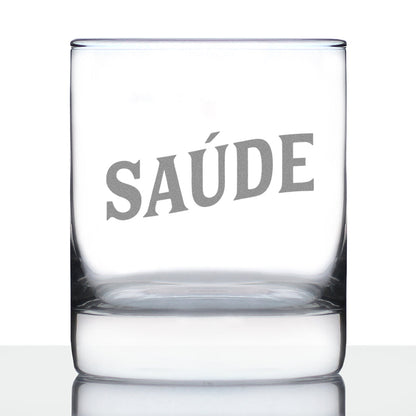Saude - Portuguese Cheers - Whiskey Rocks Glass - Cute Portugal Themed Gifts or Party Decor for Women and Men - 10.25 Oz