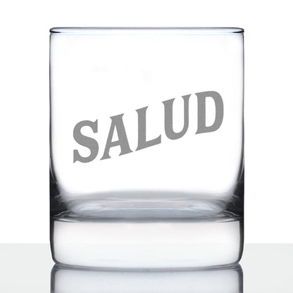 Salud - Spanish Cheers - Whiskey Rocks Glass - Cute Spainish Themed Gifts or Party Decor for Women and Men - 10.25 Oz