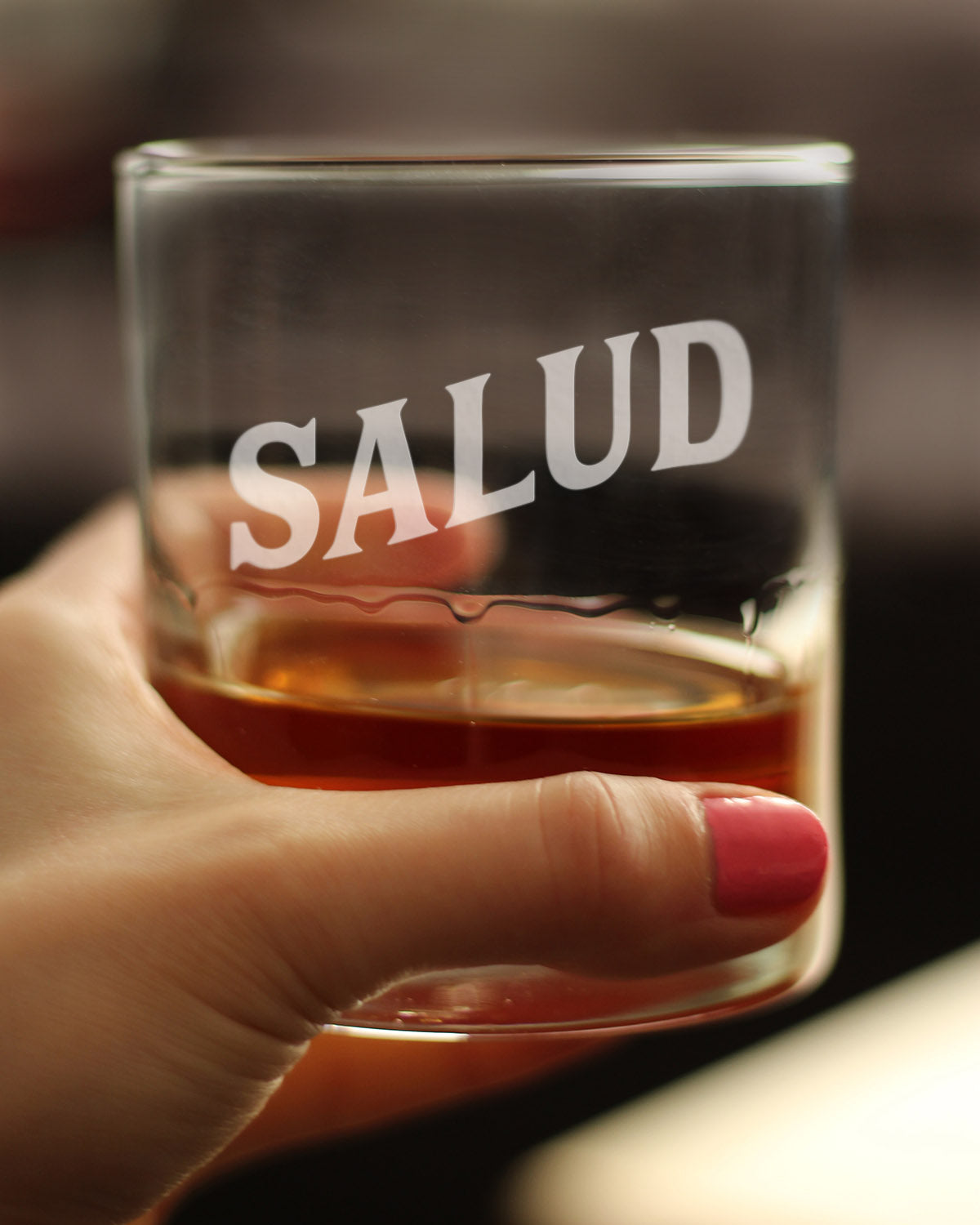 Salud - Spanish Cheers - Whiskey Rocks Glass - Cute Spainish Themed Gifts or Party Decor for Women and Men - 10.25 Oz