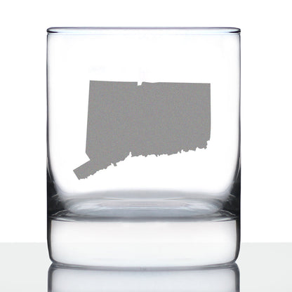 Connecticut State Outline Whiskey Rocks Glass - State Themed Drinking Decor and Gifts for Connecticuters and Nutmegger Women & Men - 10.25 Oz Whisky Tumbler Glasses