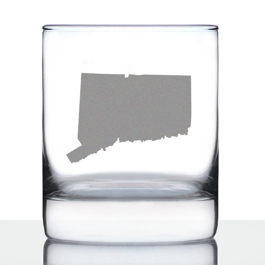 Connecticut State Outline Whiskey Rocks Glass - State Themed Drinking Decor and Gifts for Connecticuters and Nutmegger Women & Men - 10.25 Oz Whisky Tumbler Glasses
