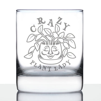 Crazy Plant Lady - Whiskey Rocks Glass - Gardening Themed Gifts and Decor for Gardeners - 10.25 Oz Glass