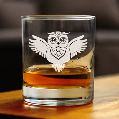 Cute Owl Rocks Glass - Fun Owl Decor and Gifts for Women and Men - 10.25 Oz Glasses