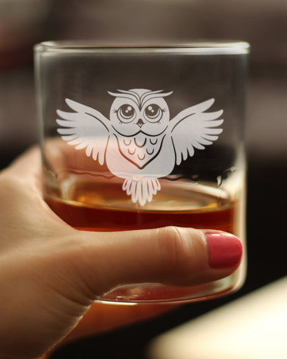 Cute Owl Rocks Glass - Fun Owl Decor and Gifts for Women and Men - 10.25 Oz Glasses