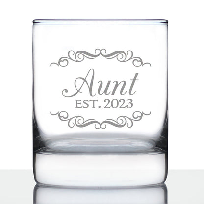 Aunt Est. 2023 -  Decorative - 10 Ounce Rocks Glass