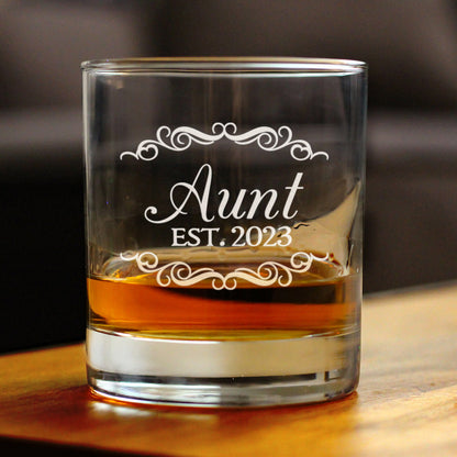 Aunt Est. 2023 -  Decorative - 10 Ounce Rocks Glass