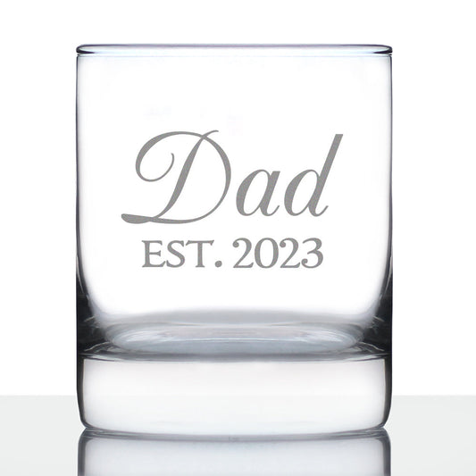 Dad Est. 2023 - Decorative - 10 Ounce Rocks Glass