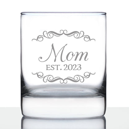 Mom Est. 2023 - Decorative - 10 Ounce Rocks Glass