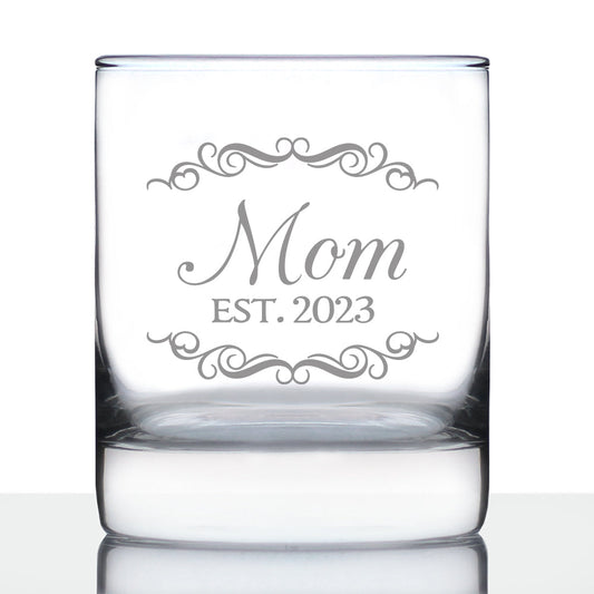 Mom Est. 2023 - Decorative - 10 Ounce Rocks Glass