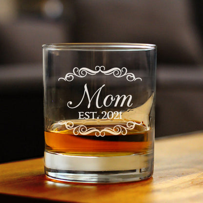Mom Est. 2021 - Decorative - 10 Ounce Rocks Glass