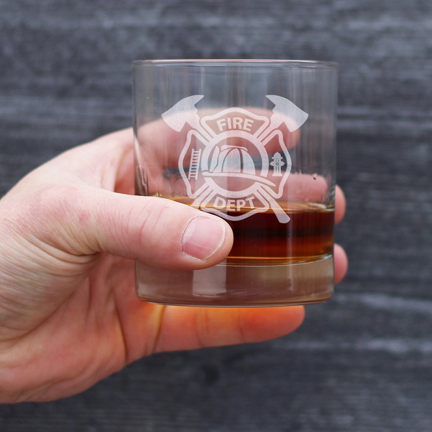 Firefighter Symbol Engraved 10 oz Rocks or Old Fashioned Glass, Unique Gifts for Firefighters, Firemen & Firewomen