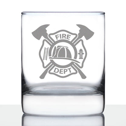 Firefighter Symbol Engraved 10 oz Rocks or Old Fashioned Glass, Unique Gifts for Firefighters, Firemen & Firewomen