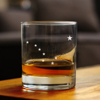 Alaska Flag Whiskey Rocks Glass - State Themed Drinking Decor and Gifts for Alaskan Women & Men - 10.25 Oz Whisky Tumbler Glasses