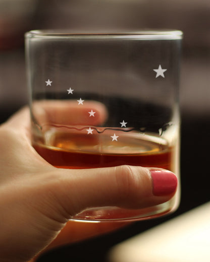 Alaska Flag Whiskey Rocks Glass - State Themed Drinking Decor and Gifts for Alaskan Women & Men - 10.25 Oz Whisky Tumbler Glasses