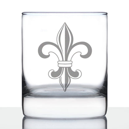 Fleur de Lis Rocks Glass - French Fleur de Lis Decor and Gifts - 10.25 Oz Glasses