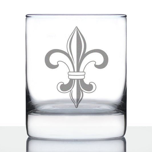 Fleur de Lis Rocks Glass - French Fleur de Lis Decor and Gifts - 10.25 Oz Glasses
