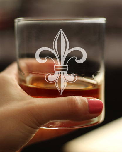 Fleur de Lis Rocks Glass - French Fleur de Lis Decor and Gifts - 10.25 Oz Glasses