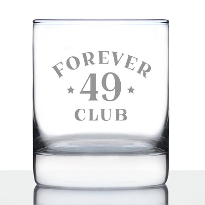 Forever 49 Club - Whiskey Rocks Glass 50th Birthday Gifts for Men & Women Turning 50 - Fun Retro Bday Whisky Drinking Tumbler - 10.25 Oz