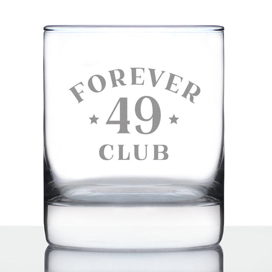 Forever 49 Club - Whiskey Rocks Glass 50th Birthday Gifts for Men & Women Turning 50 - Fun Retro Bday Whisky Drinking Tumbler - 10.25 Oz