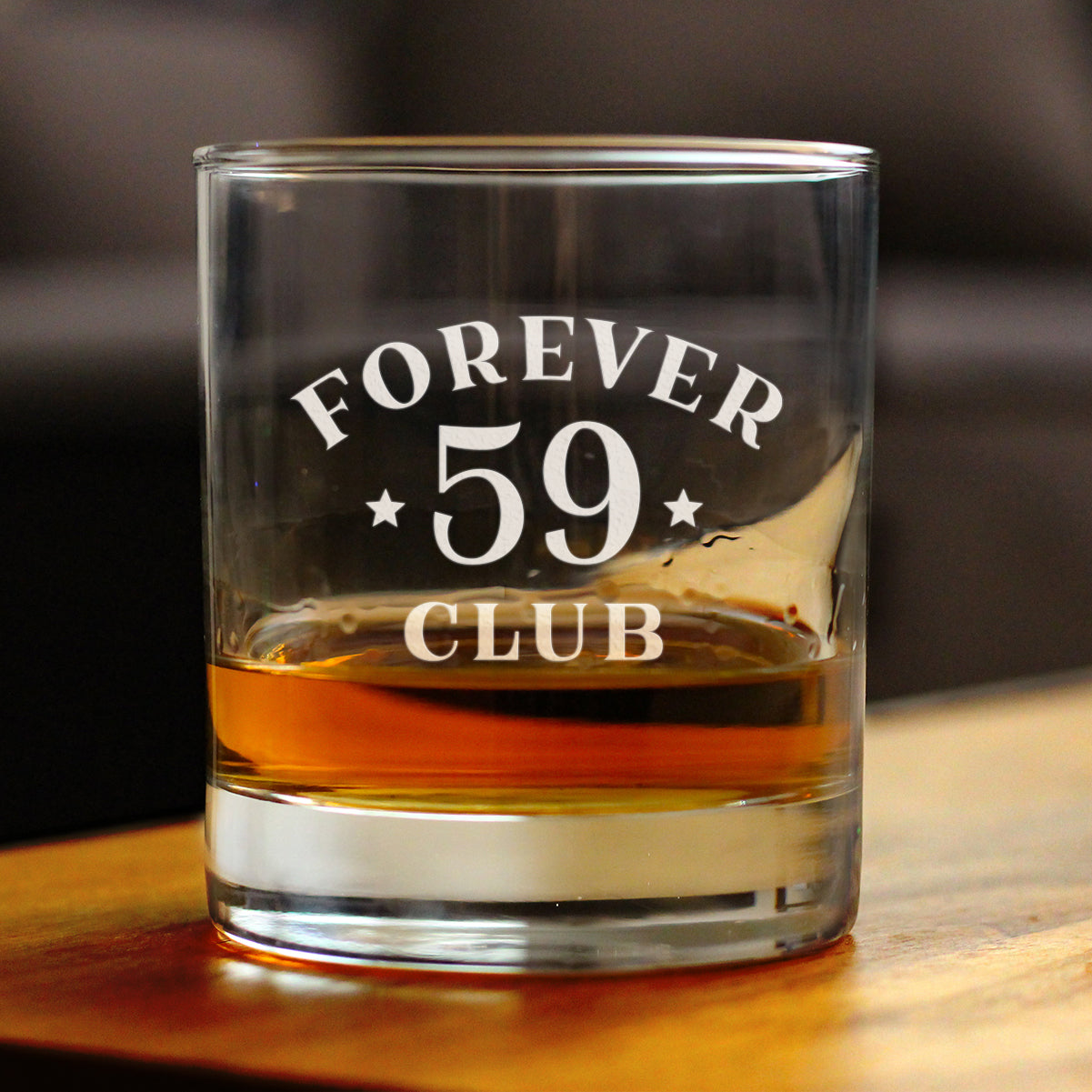 Forever 59 Club - Whiskey Rocks Glass 60th Birthday Gifts for Men & Women Turning 60 - Fun Retro Bday Whisky Drinking Tumbler - 10.25 Oz