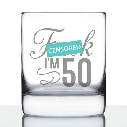 Fuck I'm 50 - Funny 50th Birthday Whiskey Rocks Glass Gifts for Men & Women Turning 50 - Fun Whisky Drinking Tumbler