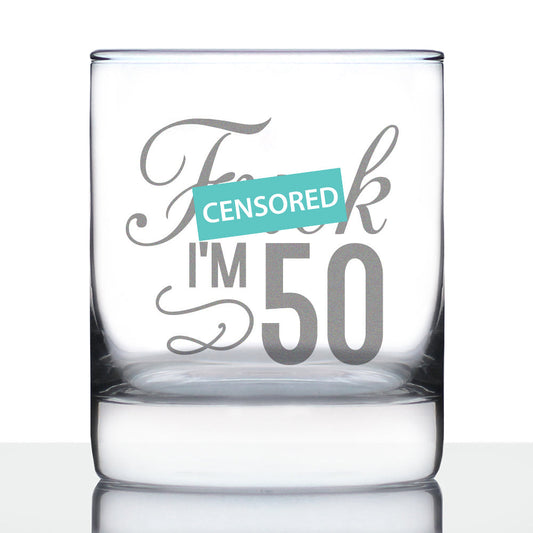 Fuck I'm 50 - Funny 50th Birthday Whiskey Rocks Glass Gifts for Men & Women Turning 50 - Fun Whisky Drinking Tumbler