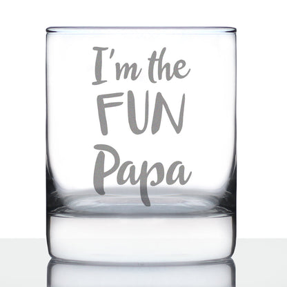 I'm the Fun Papa 10 oz Rocks Glass or Old Fashioned Glass, Etched Sayings, Father's Day Gift for Grandpa