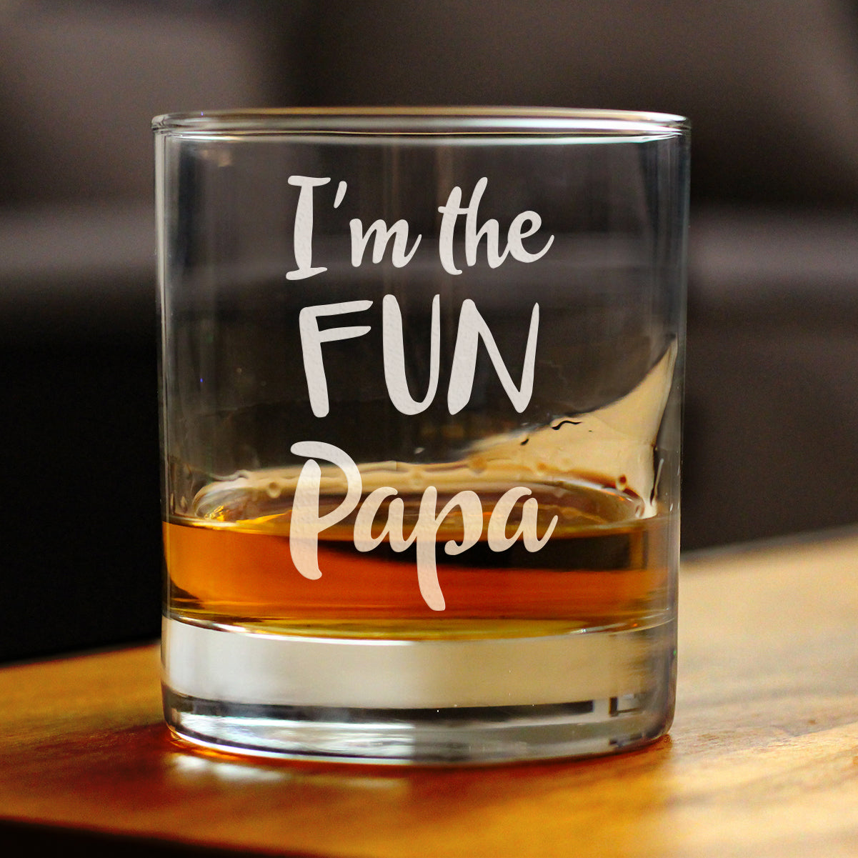 I'm the Fun Papa 10 oz Rocks Glass or Old Fashioned Glass, Etched Sayings, Father's Day Gift for Grandpa
