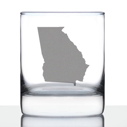 Georgia State Outline Whiskey Rocks Glass - State Themed Drinking Decor and Gifts for Georgian Women & Men - 10.25 Oz Whisky Tumbler Glasses