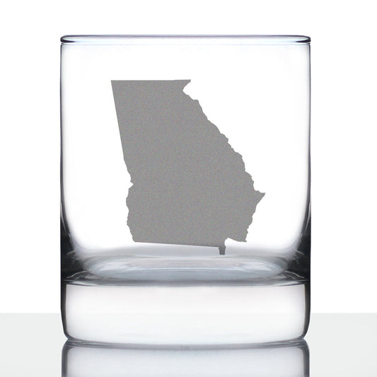 Georgia State Outline Whiskey Rocks Glass - State Themed Drinking Decor and Gifts for Georgian Women & Men - 10.25 Oz Whisky Tumbler Glasses
