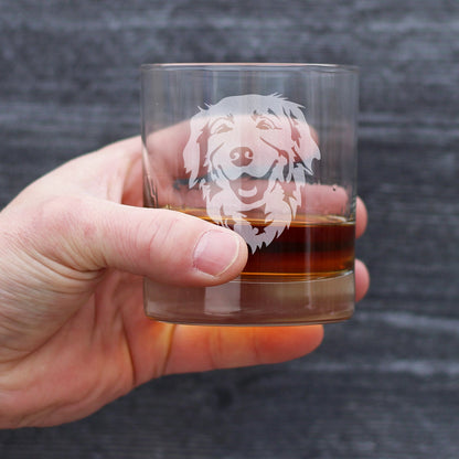 NEW Golden Retriever Happy Face - 10 Ounce Rocks Glass